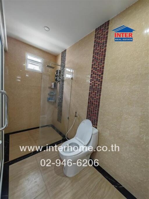 Modern bathroom with shower and toilet