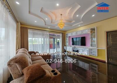 Living room with luxurious decor and modern entertainment center