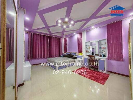 Bedroom with purple decor