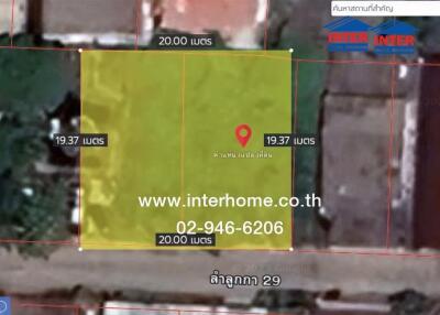 Aerial view of a land plot with measurements