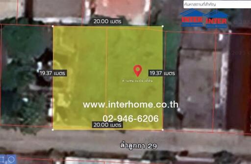 Aerial view of a land plot with measurements