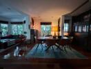 spacious combined dining and living area with natural light