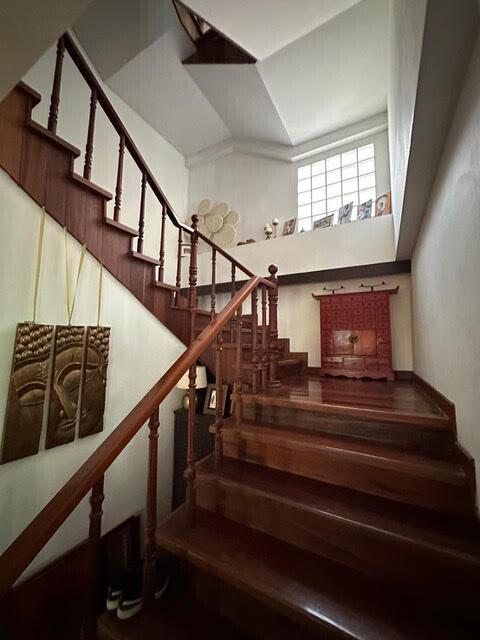 Wooden staircase with decorative elements