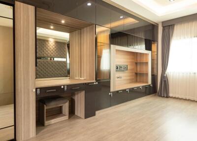 Modern bedroom with built-in storage