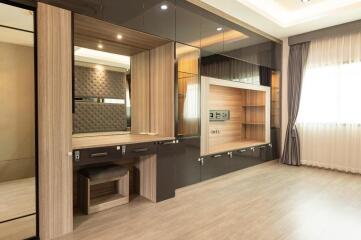 Modern bedroom with built-in storage