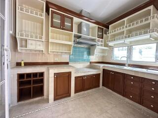 Spacious kitchen with ample storage and countertop space