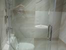 Modern bathroom with glass shower enclosure