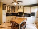 Spacious Kitchen with Wooden Cabinets and Dining Table