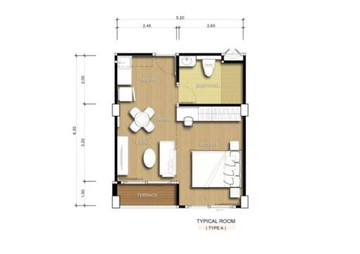 Floor plan of a typical room layout