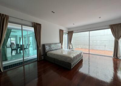 Spacious bedroom with large windows