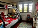 Children's bedroom with bunk bed and toys