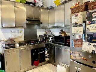 Modern kitchen with stainless steel cabinets