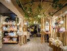 A rustic-themed shop showcasing stuffed animals and plush toys