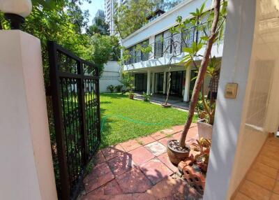 Spacious garden with lush greenery