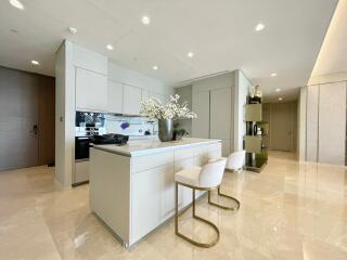 Modern kitchen with island and barstools