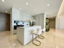 Modern kitchen with island and barstools