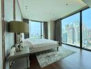 Modern bedroom with city view