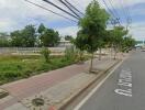 Street view with sidewalk and trees