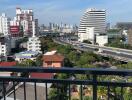 View of cityscape from balcony