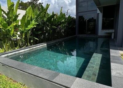 Outdoor swimming pool with surrounding greenery