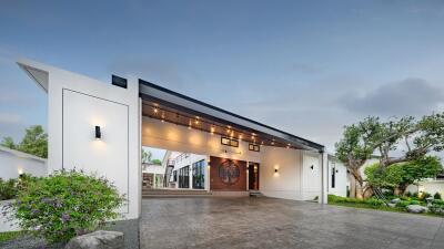 Modern house exterior with driveway