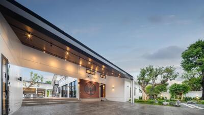 Modern courtyard with stylish exterior of a house