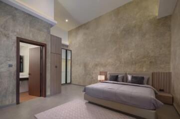 Modern bedroom with ensuite bathroom