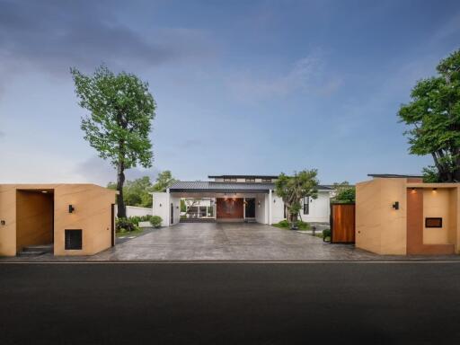 Exterior view of modern house with driveway