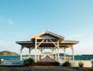 A beautiful pavilion overlooking the sea with a walkway