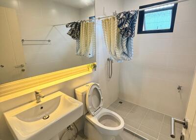 Modern bathroom with shower and toilet