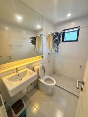 Modern bathroom with shower and toilet