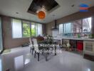 Modern kitchen with dining area