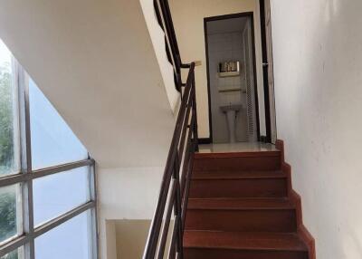 Indoor staircase with wooden steps