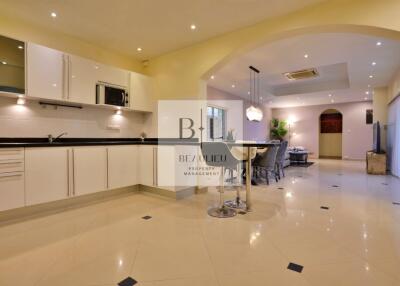 Spacious modern kitchen and dining area