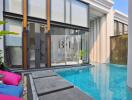 Villa with private pool and modern glass facade