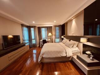 Spacious bedroom with modern decor