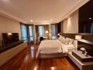 Spacious bedroom with modern decor