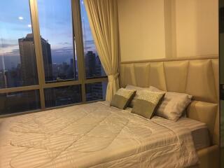 Modern bedroom with city view