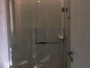 Modern bathroom with glass shower door