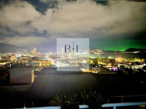 Cityscape view from balcony at night