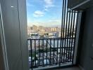 Balcony with a view of the city skyline