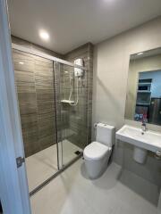 Modern bathroom with shower and toilet