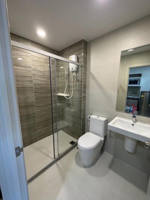 Modern bathroom with shower and toilet