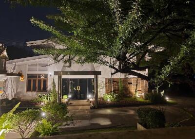 Exterior view of a house at night