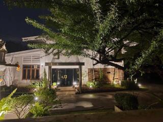 Exterior view of a house at night