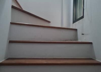 Interior staircase with wooden steps and railing