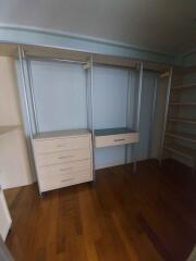 Walk-in closet with shelving and drawers