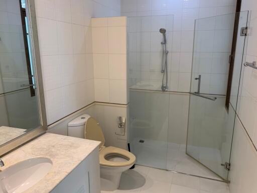 Modern bathroom with shower and toilet