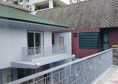 Exterior view of residential building with balconies