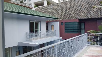 Exterior view of residential building with balconies